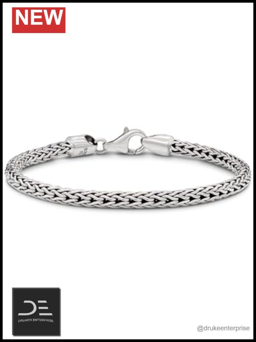 Sterling Silver 925 Dragon Bone Chain Link Bracelet 8" Lobster Clasp